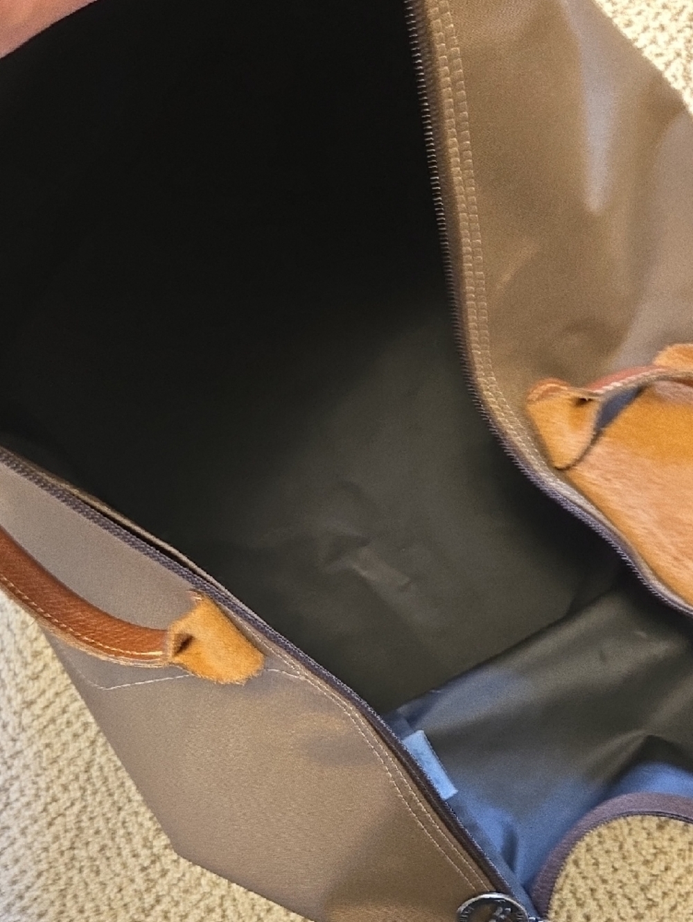 LONGCHAMP Le Pliage L Model Depose Nylon Tote Bag with Leather Trim - Picture 6 of 14